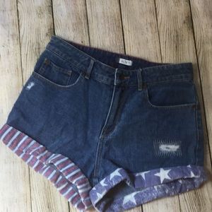Roxy Denim Shorts, Cute Stars and Stripes Cuffs